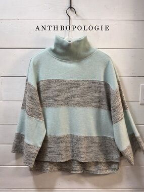 DAILY PRACTICE Mint & Gray Colorblock Turtleneck Sweater Size S